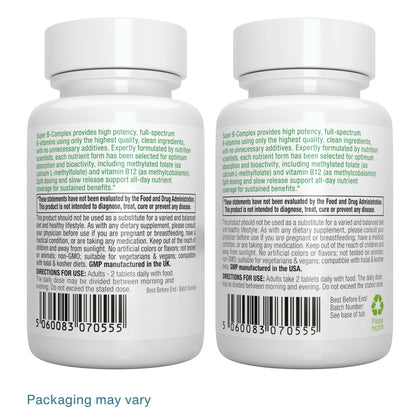 Igennus High Absorption Super B-Complex Methylated & Active B Vitamins - Sustained Release, Clean Label, Energy, Mood & Cognitive Performance, Methylfolate & Methyl B12, Lab Verified, 60 Tablets