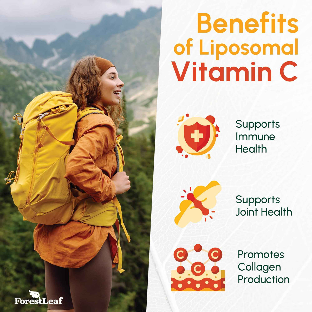 ForestLeaf Liposomal Vitamin C 1400mg Capsules - High Dose Vitamin C Liposomal Supplement w Coconut Oil Fatty Acids - Fast Absorption - Immune Support, Antioxidant