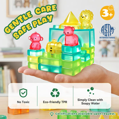 52PCS Sensory Soft Building Blocks for Toddlers, Squishy Stacking Toy