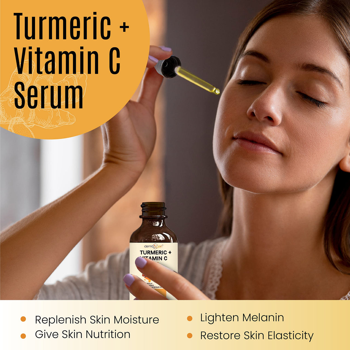 DERMAXGEN Turmeric Complete Glow Boosting Set - Anti-Aging, Acne Control & Pore Refining - Includes Turmeric Mask, Serum, Cream & Cleanser (Set of 4)