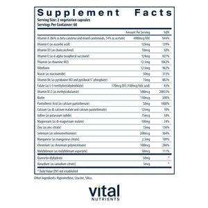Vital Nutrients Multi-Nutrients 5 Ultra Antioxidant Formula | Boron, Copper, and Iron Free | Vegetarian Daily Multivitamin and Mineral Vital Nutrients