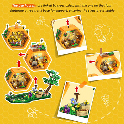 INSOON Bee Treehouse House Building Set with Lights for Adults, Farm Kit