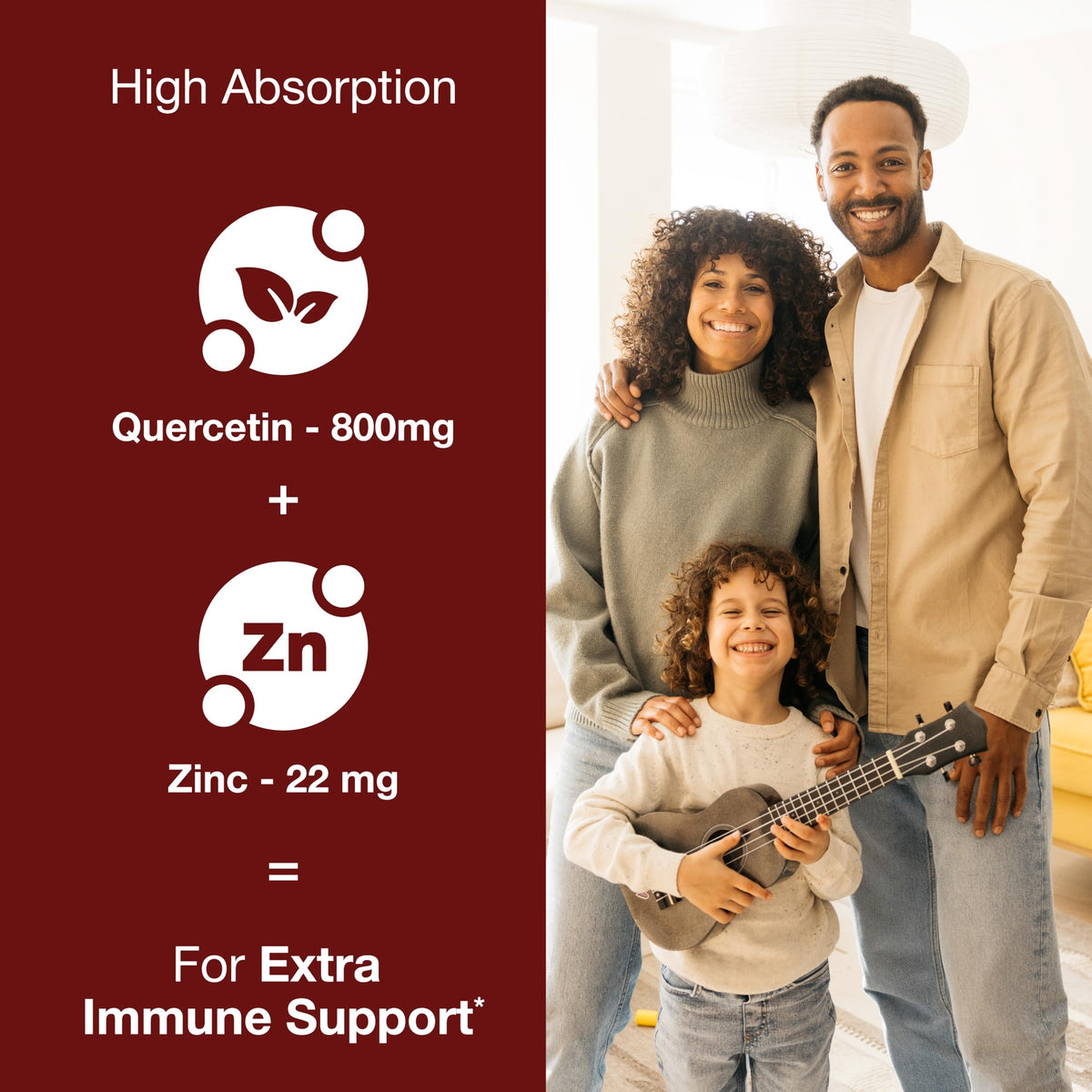 Sandhu's Zinc Quercetin 120 Vegetarian Capsules (Pack of 1) - High Absorption Zink Supplements for Immunity and Seasonal Allergy - Antioxidant Immune Support