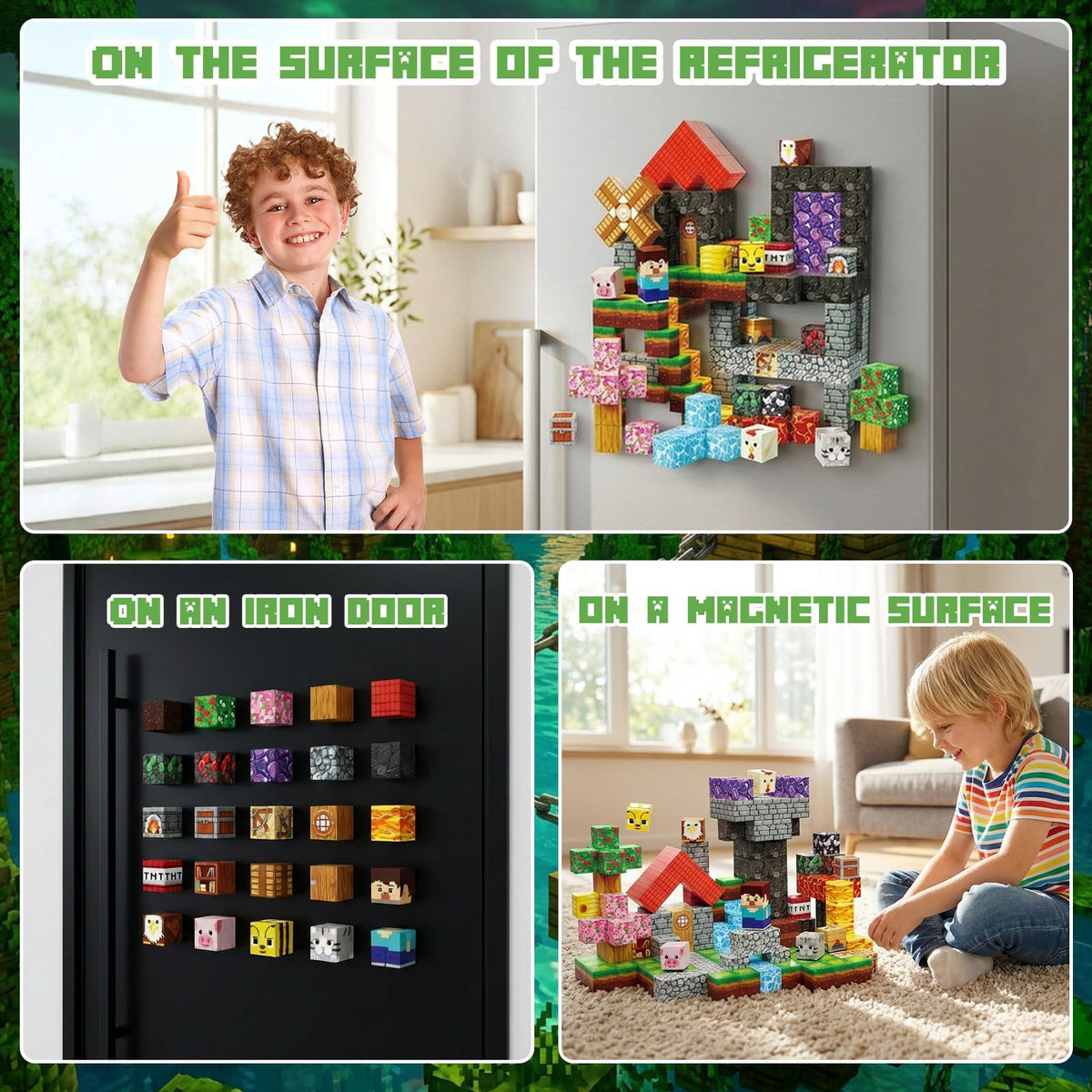Laoren Magnetic Building Blocks, STEM Toys Educational Magnet Cubes for Kids Ages 4-12 (Rock Forest-200pcs)