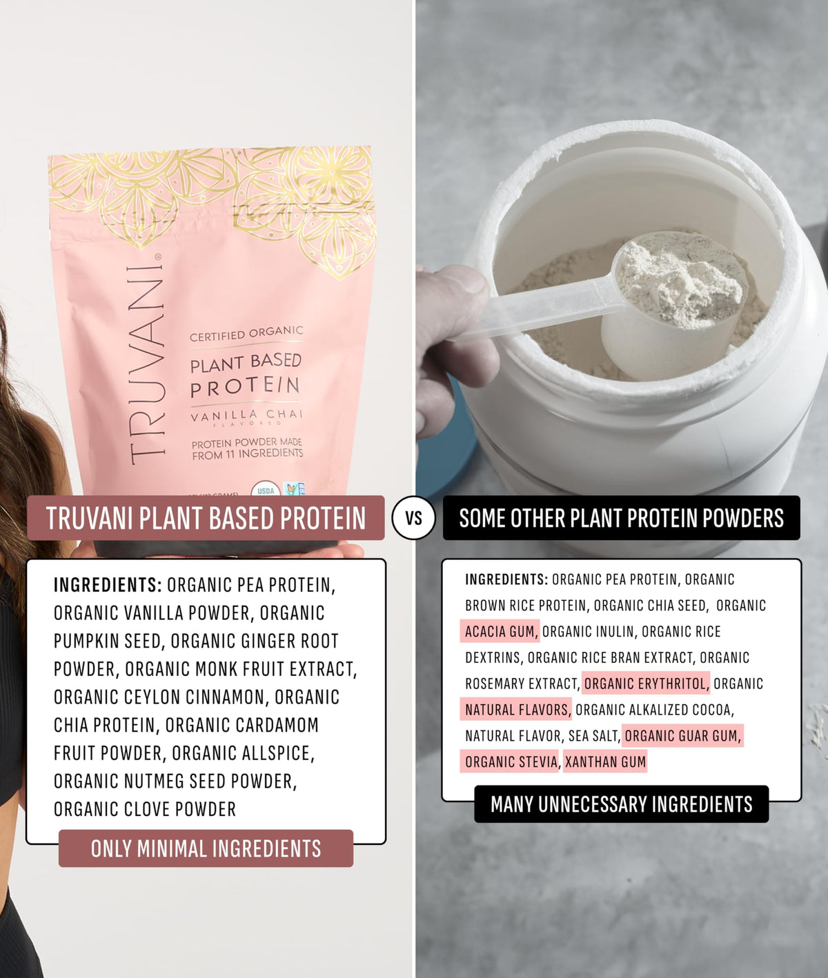 Truvani Organic Plant Based Protein Powder - Strawberry - 10 Servings - Vegan - 20g Pea Protein - Single Serving Travel Packets - Keto - Gluten & Dairy Free - Low Carb