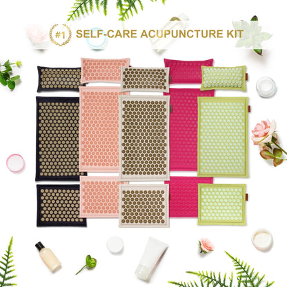 UNMERA Acupressure Mat and Pillow Set,Natural Premium Linen & Coconut Fiber Filling