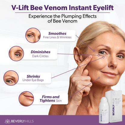 Beverly Hills V-Lift Instant Eye Lift Bee Venom Serum – Firming Eye Treatment for Puffiness, Dark Circles & Wrinkles (30mL)