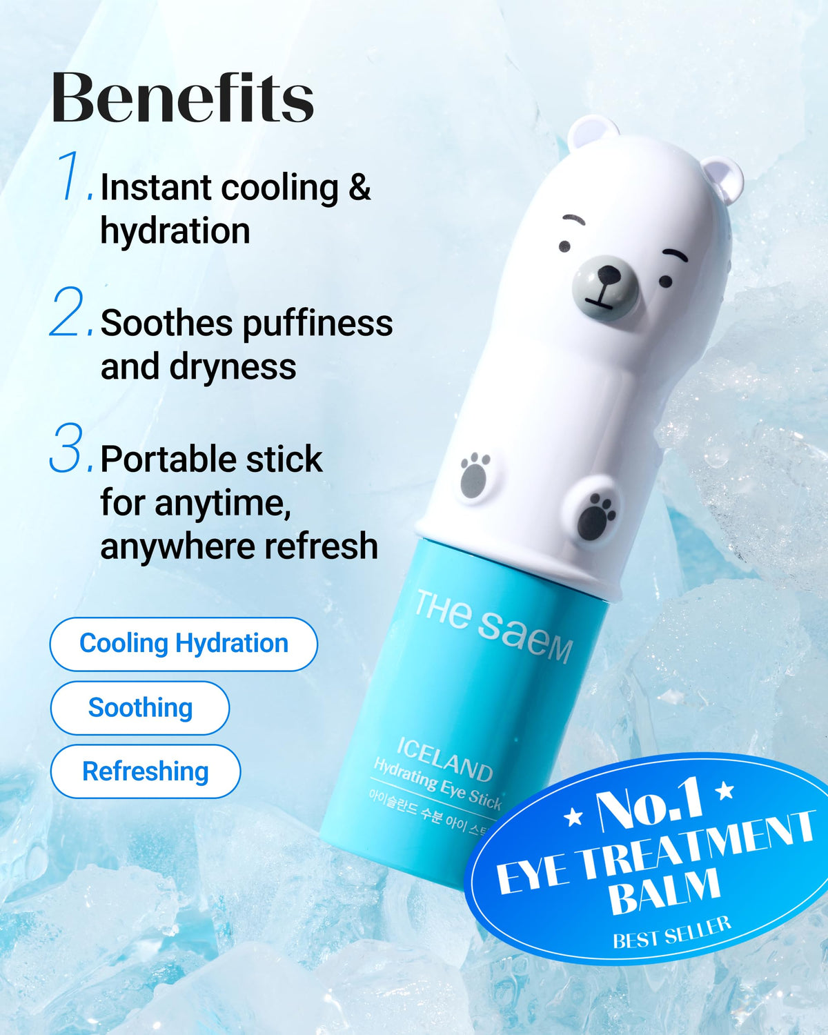 theSAEM Iceland Hydrating Eye Stick - Instant Cooling & Brightening (0.38 oz)