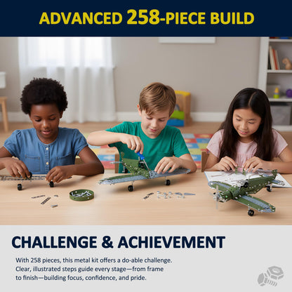 Metal Model Airplane Building Toys for Kids, DIY STEM Construction Kits