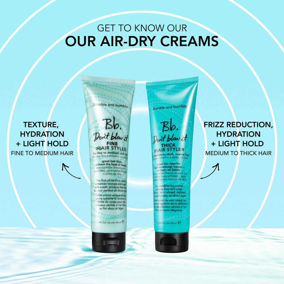 Bumble and bumble. Don't Blow It Fine (H) air Styler Air Dry Cream | Styling Cream to Enhance Texture and Body | Adds Hydration and Light Hold |For Fine to Medium Wavy, Straight Hair Types, 5 Fl Oz