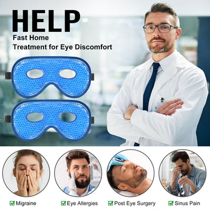BeeVines XL Jumbo Gel Eye Mask – Cooling & Warming 2-Pack (Navy Blue)