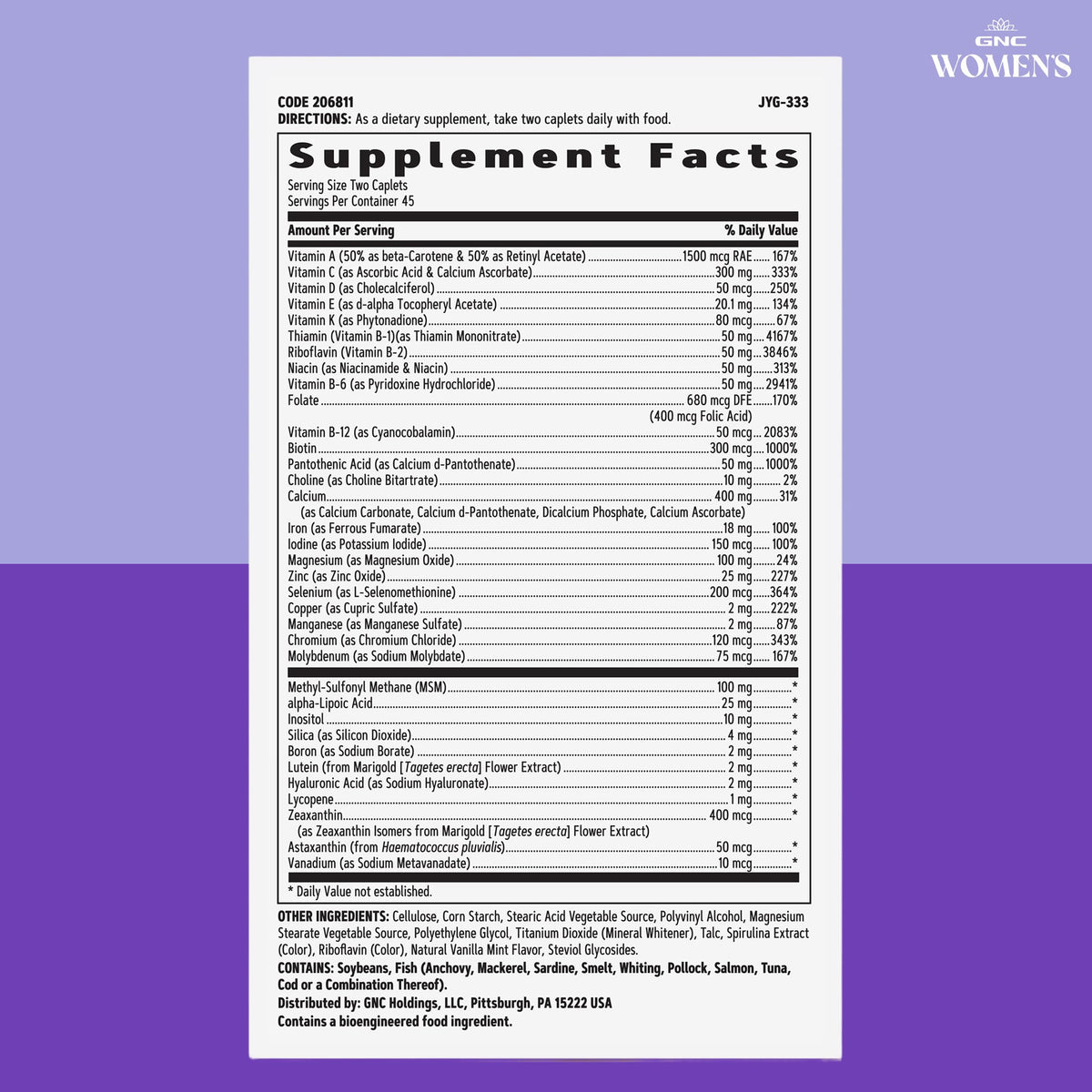 GNC Women’s Active Multivitamin Caplets, Clinically Proven, Complete Nutrition, Exercise Recovery, Energy Production, Bone Health, Beauty, Immune, Iron, Zinc, Biotin, 90 Capsules