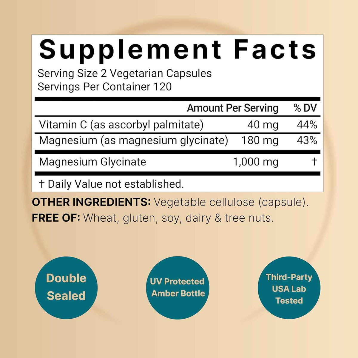 NatureBell Pure Magnesium Glycinate 1,000 mg, 240 Vegetarian Capsules - 1,000 mg Magnesium Glycinate Per Serving - Chelated Magnesium Form with Vitamin C - Non-GMO, Filler Free, cGMP Manufactured