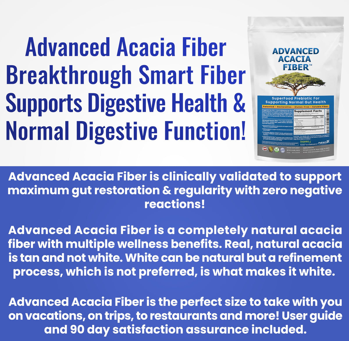 Advanced Acacia Fiber Powder 16oz Organic Soluble Fiber Leaky Gut Repair Powder. Natural Supplement for Gut Health, Regularity, Digestive Rejuvenation