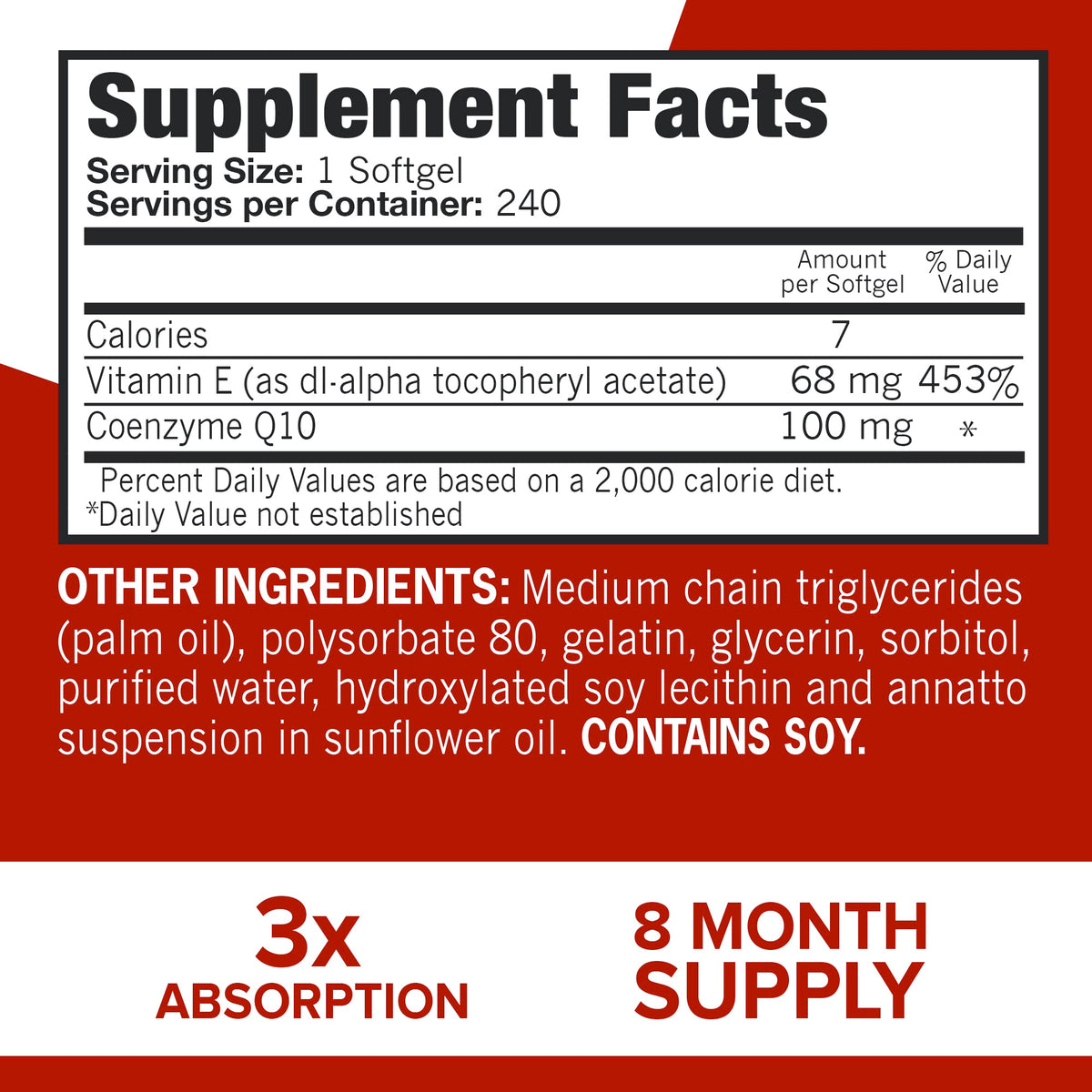 Qunol CoQ10 100mg Softgels Ultra 3X Better Absorption Coenzyme Q10 - Antioxidant