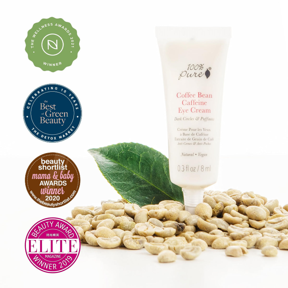 100% PURE Coffee Bean Caffeine Eye Cream – Refresh & Hydrate (10ml)