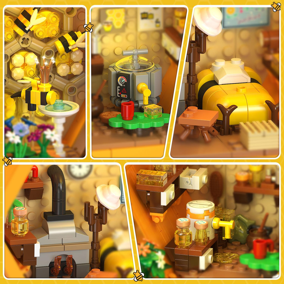 INSOON Bee Treehouse House Building Set with Lights for Adults, Farm Kit