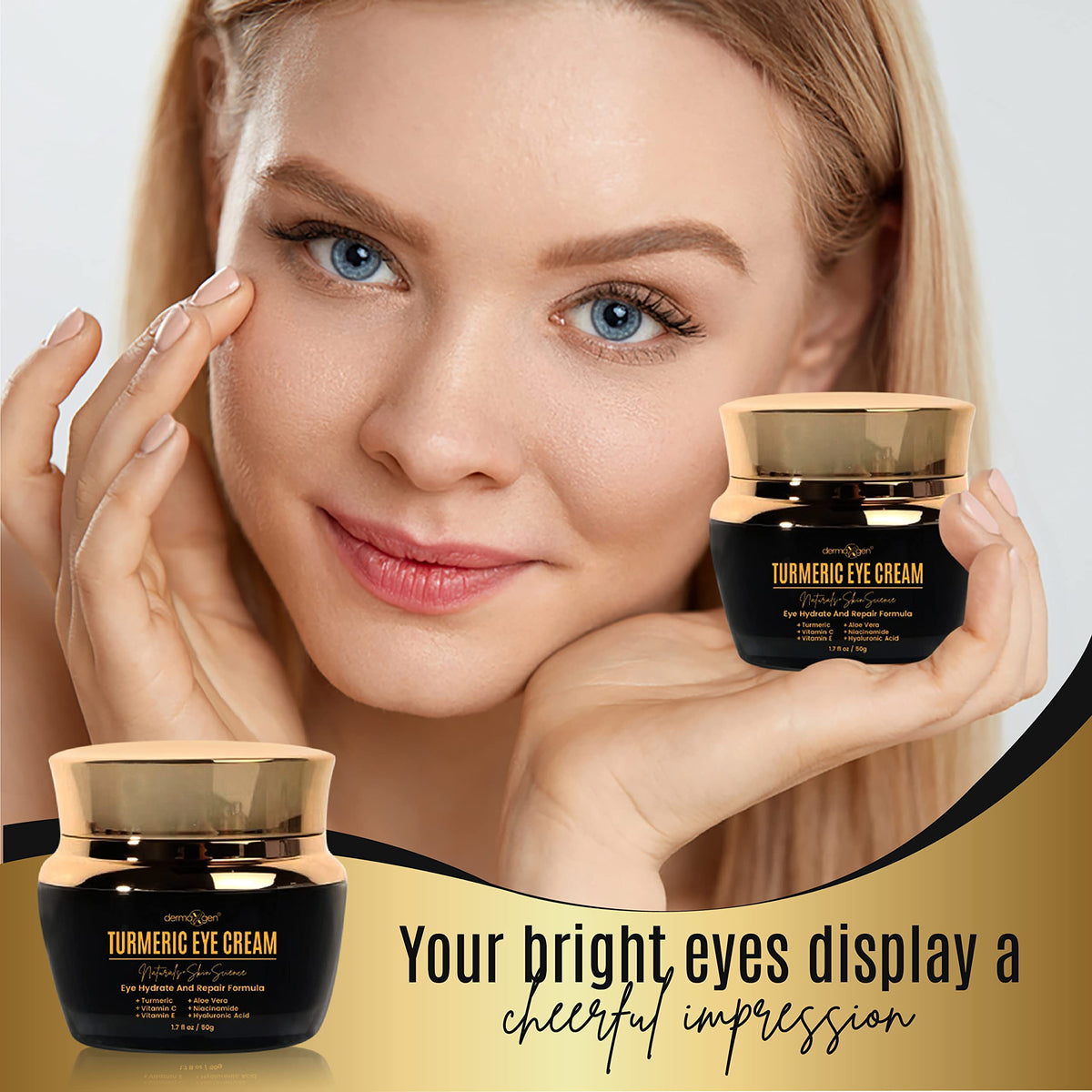 Dermaxgen Vitamin C + Turmeric Eye Cream for Dark Circles & Puffiness - Hydrating & Brightening Under Eye Treatment (1.7 fl. oz / 50ml)