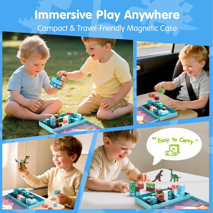 hahaland Mini Magnetic Blocks Travel Set with Magnetic Case for Kids 3-5