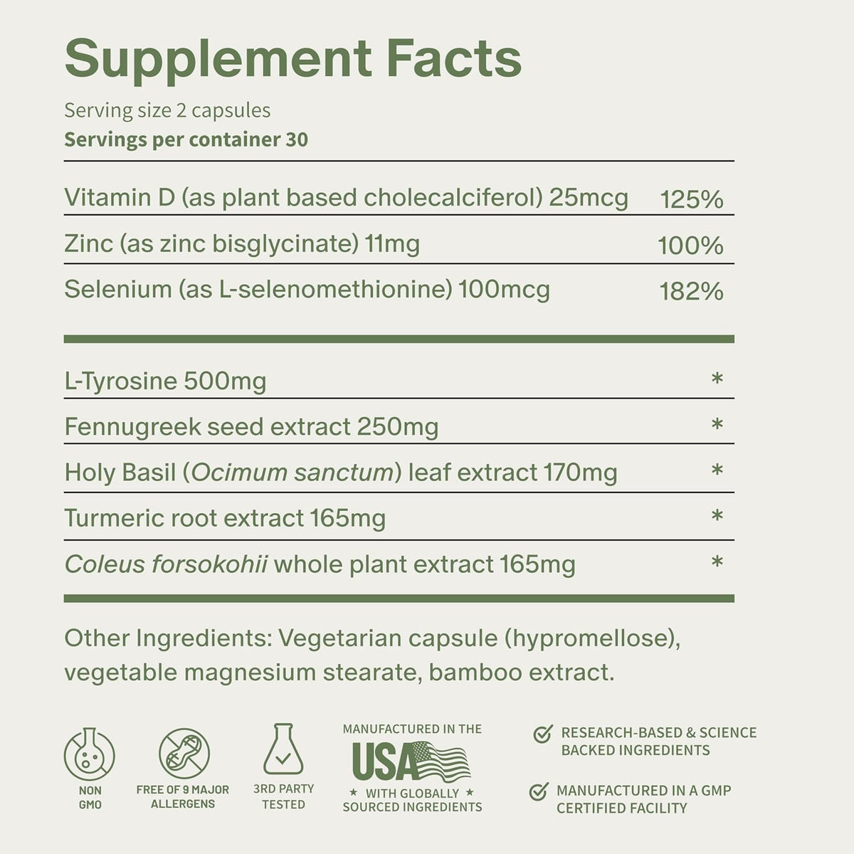 Snap Supplements Thyroid Health, Selenium, Zinc, L-Tyrosine, 60 Capsules - Thyroid Support Supplement for Women & Men, Botanicals for Metabolism, Energy & Endocrine Balance, Iodine-Free, Vegan