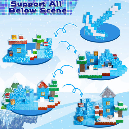 ToyUnited Magnetic Blocks - 100PCS Magnetic Building Blocks Glacier Castle, STEM Montessori Sensory Toys for Toddlers Kids Boys Girls Ages 3 4 5 6 7 8 9 10+ Holiday Birthday Gifts