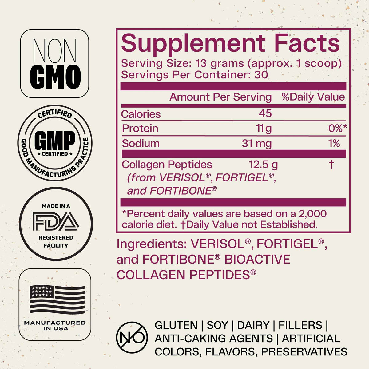 FORTIBONE Collagen - 3 Clinically-Supported Bioactive Collagen Peptides with FORTIBONE, FORTIGEL, VERISOL Unflavored Collagen for Women - Reduce Wrinkles