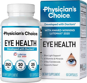 Physician's Choice Eye Health - Lutein, Zeaxanthin & Bilberry Extract - Supports Eye Strain, Dry Eyes, and Vision Health - Carotenoid Blend