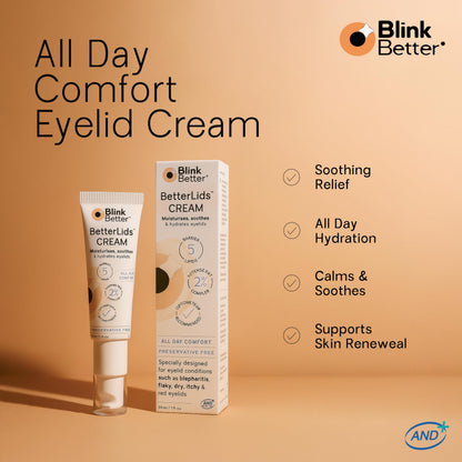 BlinkBetter BetterLids Restore Eyelid Cream - Hydrating Barrier Support for Dry, Red & Sensitive Eyelids - 3% Oat & Ceramides (1 fl oz.)