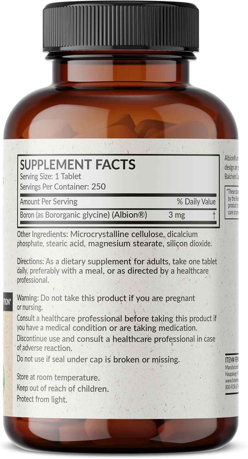 Futurebiotics Boron 3mg, Vegetarian, Non-GMO, Chelated for Absorption, 250 Tablets