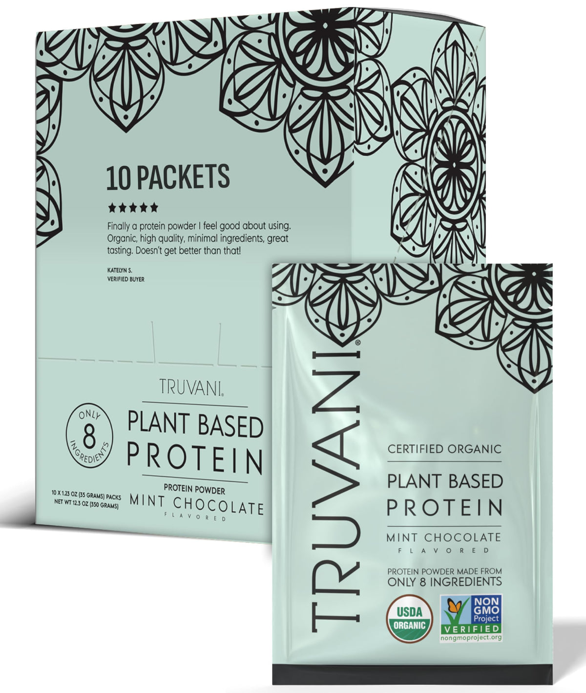 Truvani Organic Plant Based Protein Powder - Strawberry - 10 Servings - Vegan - 20g Pea Protein - Single Serving Travel Packets - Keto - Gluten & Dairy Free - Low Carb