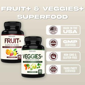 Fruit and Veggies Supplement (180 Capsules) Superfood Fruits and Vegetables Supplements for Adults - Premium Super Food for Energy and Immune Support - Veggies Capsules - Non-GMO & Vegan - USA Made