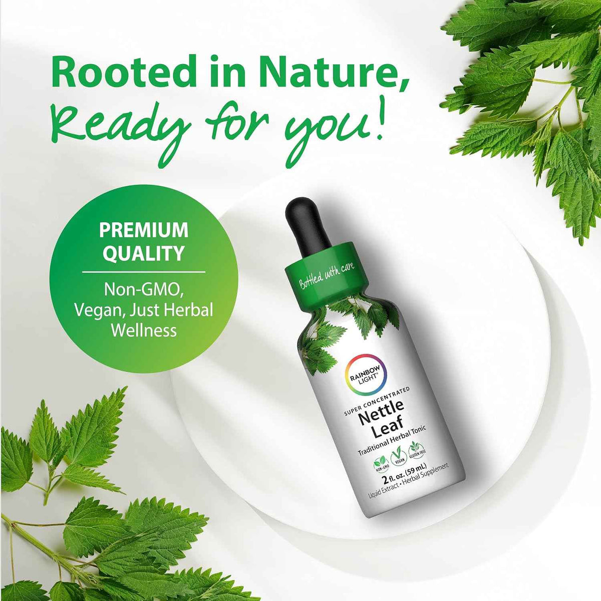 Rainbow Light Nettle Leaf Extract - 2 Fl Oz - Super Concentrated - Alcohol Free - Non-GMO and Gluten Free Herbal Supplement
