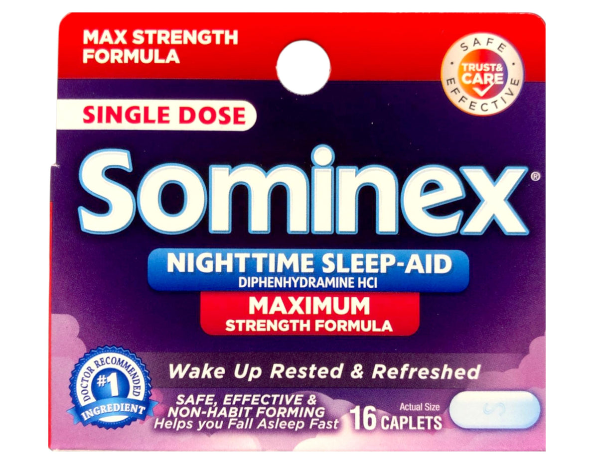 Sominex Nighttime Sleep-Aid Caplets, Maximum Strength, 16 ea (Pack of 4)