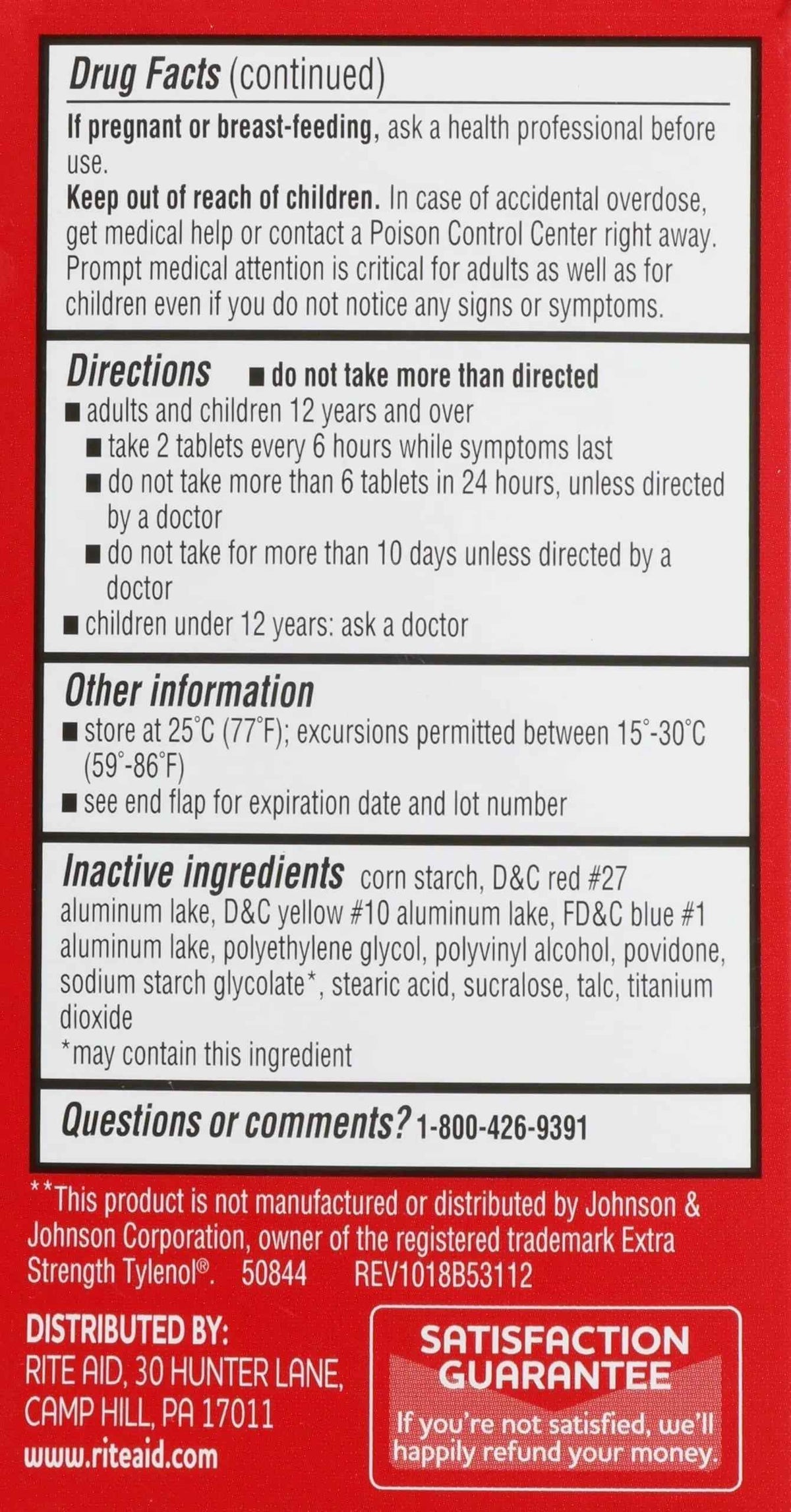 Rite Aid Extra Strength Acetaminophen Easy Tabs Tablets, 500 mg - 100 Count - Pain Reliever & Fever Reducer - Migraine Relief Products - Joint Pain Relief - Muscle Pain Relief - Menstrual Pain Relief