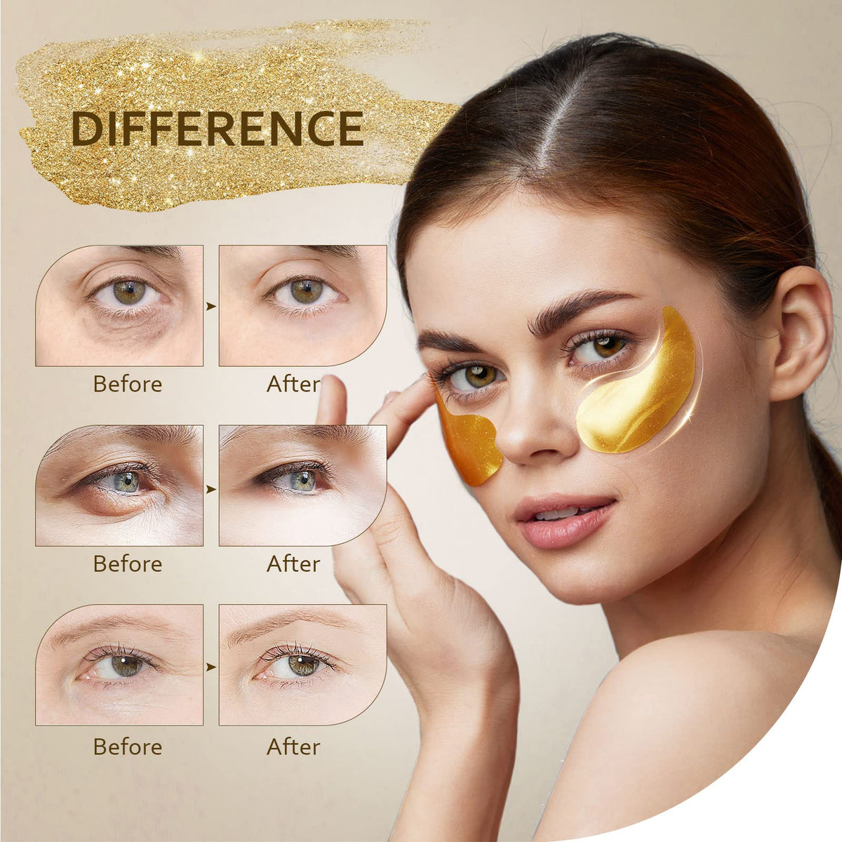 Taimand 24K Gold Under Eye Patches - 30 Pairs - Collagen Eye Mask for Dark Circles, Puffy Eyes & Wrinkles