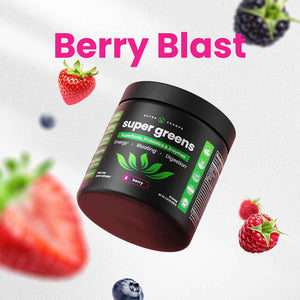 SuperGreens Powder, 40+ Organic Superfoods, Probiotics & Enzymes for Energy, Digestion, Gut Health & Bloating - Organic Fruit & Veggie Drink Mix, Daily Green Juice Smoothie Blend, Spinach, Noni Plus