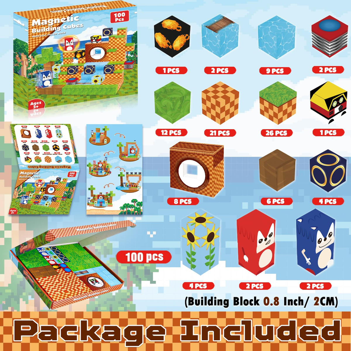 ToyUnited Magnetic Blocks, 100PCS Magnetic Building Blocks, STEM Building Game Montessori Sensory Toys for Kids Boys Girls Ages 3 4 5 6 7 8 9 10+ Holiday Birthday Gifts