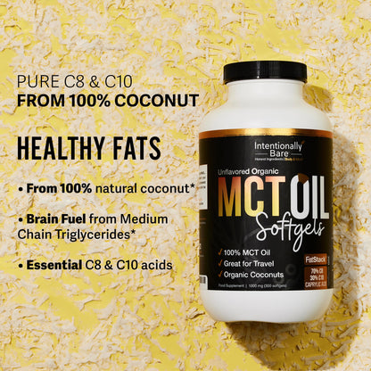 Intentionally Bare Organic MCT Oil Capsules - C8 & C10 Soft gels- 300 ct