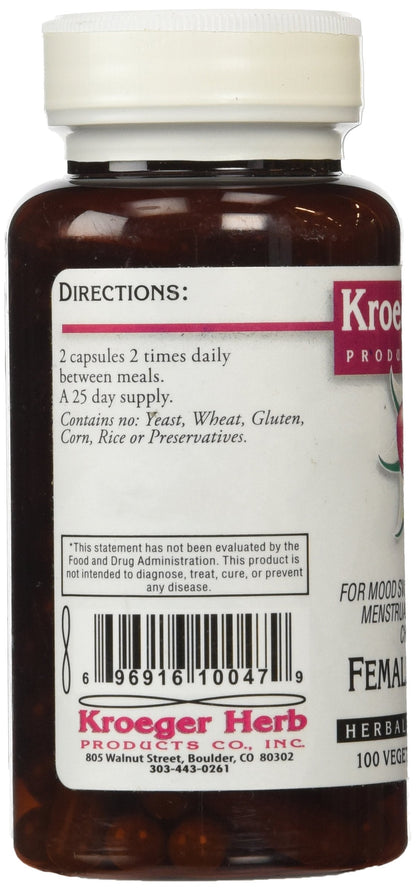 Kroeger Herb Female Balance Capsules, 100 Count