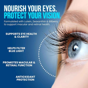 OmniBiotics Vision Clarity Eye Vitamin and Mineral Supplement - Bilberry, Lutein and Zeaxanthin Macular Health Supplement for Adults - 60 Vegan Capsules