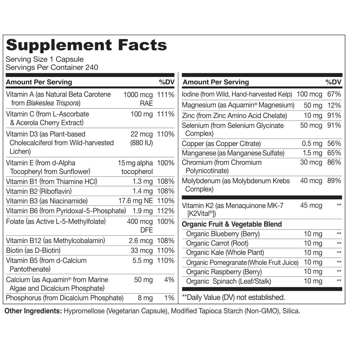 NATURELO Mens Multivitamins - One Daily Multivitamin for Men with Vitamins, Minerals & Organic Whole Foods, Boost Energy & Health, Non-GMO, 240 Vegetarian Capsules