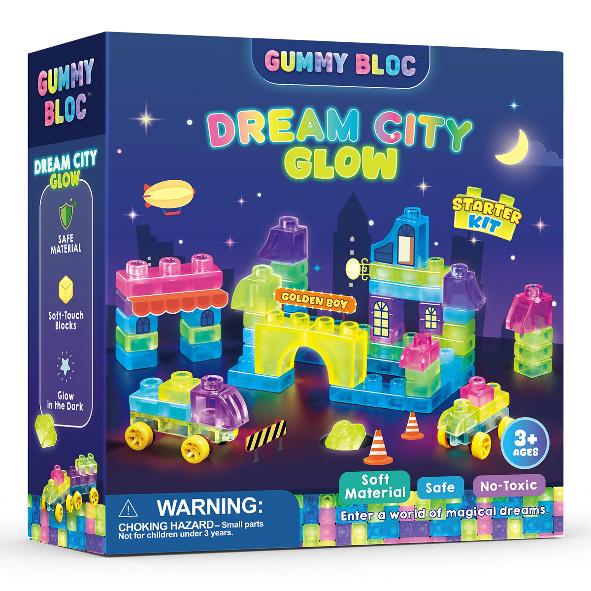 57PCS Soft Glow in The Dark Building Blocks for Toddlers, Dream City