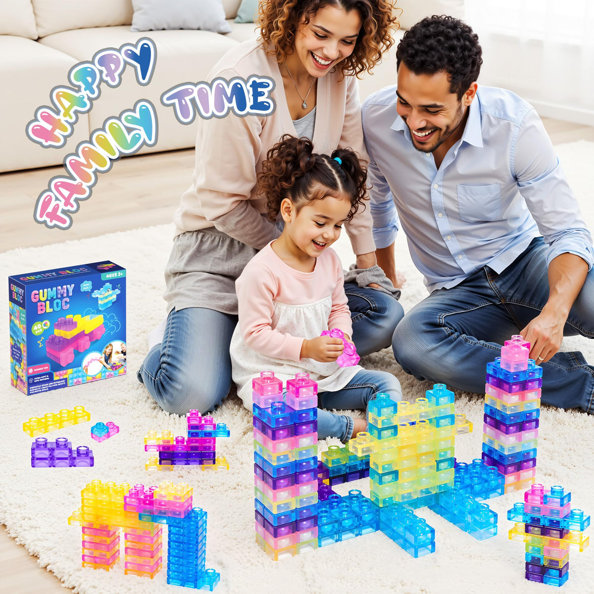 40 PCS Sensory Soft Building Blocks for Toddlers Kids, Squishy Stacking Toy