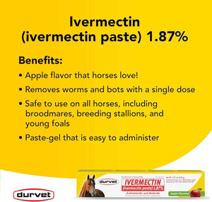 Ivermectin Paste Dewormer - 6.08g dose @ 1.87%-Apple Flavored, 3 Count