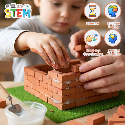 ROHSCE House Building Set for Kids 4+, Mini Brick Construction Kit with Mortar, STEM Architecture Blocks, Reusable DIY Projects, Creative Birthday Gift
