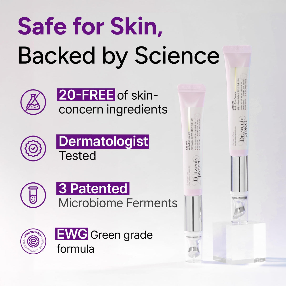 Dr.twentyproject Lifderm Eye Cream with Collagen & Vibrating Device - Korean Lifting & Firming Eye Treatment (0.6 fl oz / 20ml)
