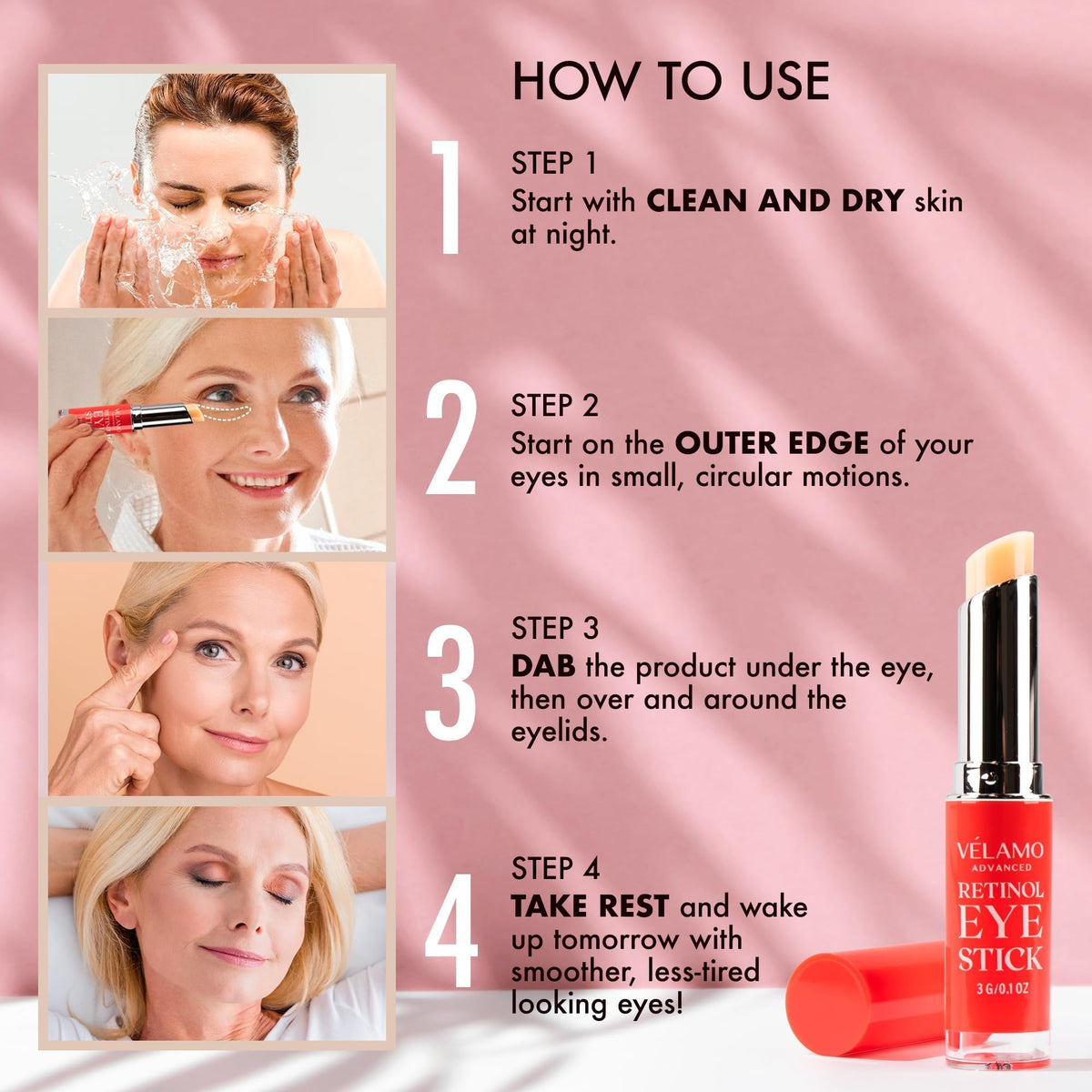 VELAMO ADVANCED Retinol Eye Stick Duo (2 x 3g) - Renewing & Firming Under Eye Balm for Wrinkles, Dark Circles & Puffiness