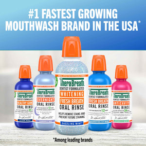 TheraBreath Whitening Mouthwash, Dazzling Mint, Dentist Formulated, 1 Liter