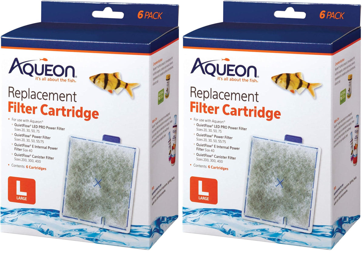 Aqueon Aquarium Fish Tank Replacement Filter Cartridges, Large - 3 Pack - Fish tank filter cartridge with activated carbon, rinse-install tab, change every 4 weeks, fits canister filter 200-400