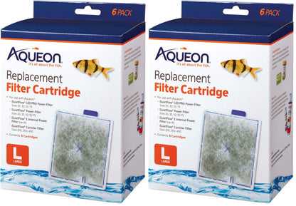 Aqueon Aquarium Fish Tank Replacement Filter Cartridges, Large - 3 Pack - Fish tank filter cartridge with activated carbon, rinse-install tab, change every 4 weeks, fits canister filter 200-400
